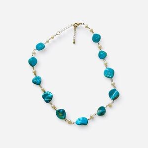 Turquoise Shell and Pearl Necklace